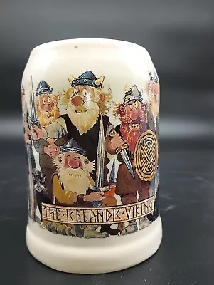 Solarfilma Icelandic Viking Cartoon Warriors Kelandk Beer Stein Mug Pottery Clay • $30
