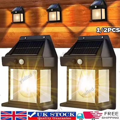 Solar Power Wall Light Tungsten Lantern Motion Sensor Fence Outdoor Garden Lamps • £6.99