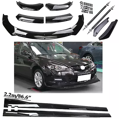 Front Bumper Spoiler Body Kit / Side Skirt/Strut Rods For 2004-21 Mazda 2 3 5 • $99.99