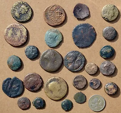 Lot Of 25 Unidentified Genuine Ancient Greek Roman And Islamic Coins • $45