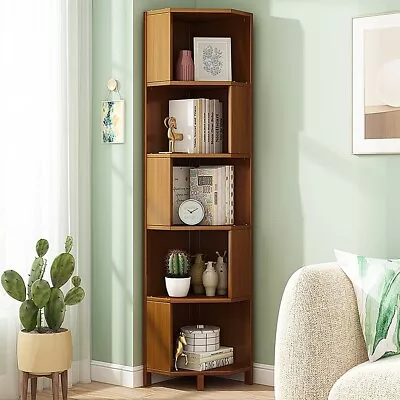 5-Shelf Corner Bookcase Industrial Bookshelf Display Storage Stand • $142.95