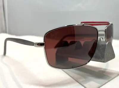Maui Jim Manele Bay Mj 224-04 Silver With Red Maui Rose Polarized Sunglasses New • $250