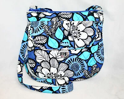 VERA BRADLEY Saddle Hipster Crossbody Blue Bayou Front Push Lock Flap Pocket • $37