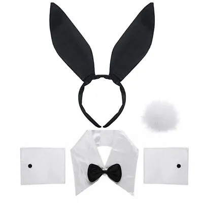 Rabbit Bunny Ears Headband Tail Bow Tie Set For Party Halloween Dress Up Prop • £10.79