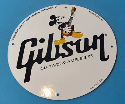 $117.47 • Buy Vintage Gibson Guitars Porcelain Mickey Mouse Music Instrument Gas Pump Sign