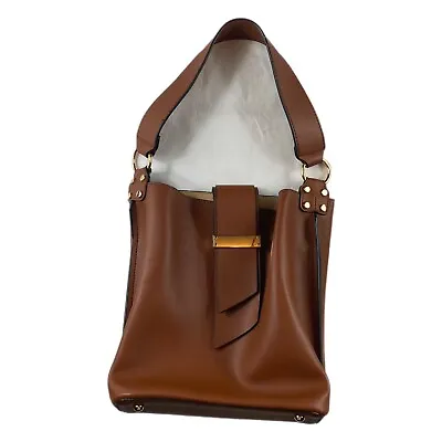 Melie Bianco Alessia Vegan Leather Light Brown Bucket Purse Handbag Satchel • $24.95