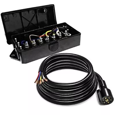 7 Way Trailer Harness Wiring Kit RV Inline Junction Box Cord Cable Plug Wire 8FT • $35.58