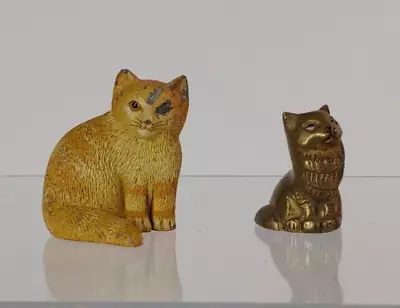 Lot Of 2 Metal Cats: Dept 56 'Charlotte' Damaged & Brass Cat • $8.95