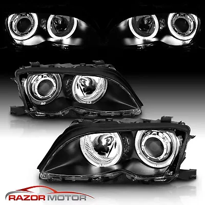 [Dual Halo] 2002 - 2004 2005 For BMW E46 3-Series Black Projector Headlights • $213.66