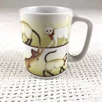 Vintage Otagiri Japan Cats With Bows Coffee Cup Mug Orange Striped Siamese  • $22.20