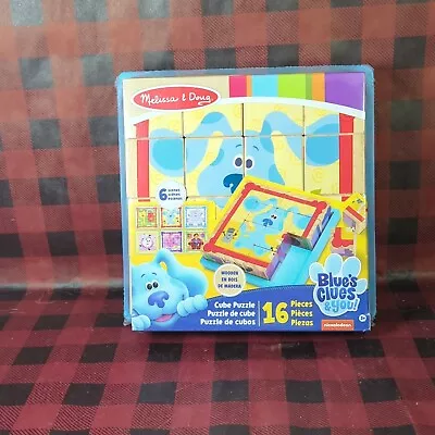 SEALED Melissa & Doug 16pc Wooden Cube Block Puzzle Nickelodeon Blue’s Clues NEW • $16