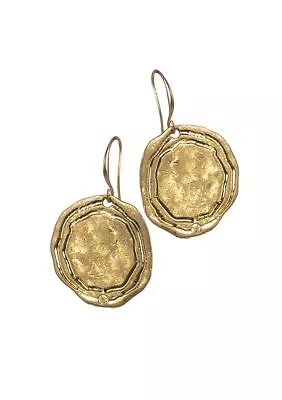 Earrings Antiquity Coin Charm Worn Gold • £16.49