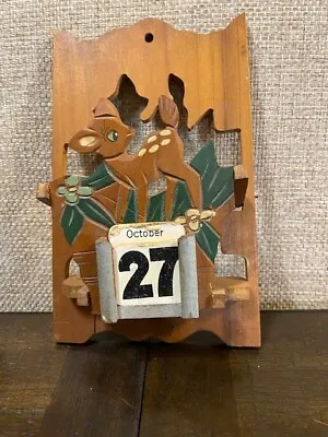 Vintage Wooden Perpetual Calendar - Bambi Cutout • $16