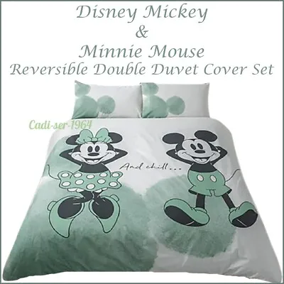 Disney Mickey & Minnie Mouse Reversible DOUBLE Duvet Cover Set NEW 100% Cotton • £29.99