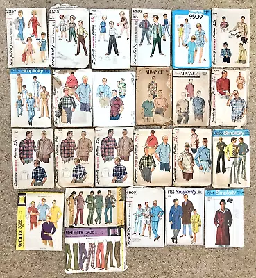 Vintage 50s + Men's Boys Sewing Patterns For Shirts Pants Leisure Suit Lot Of 24 • $34.99