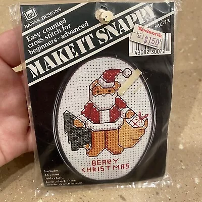 Vintage Christmas Cross Stitch Kit Beary Christmas Banar Designs Make It Snappy • $7.99