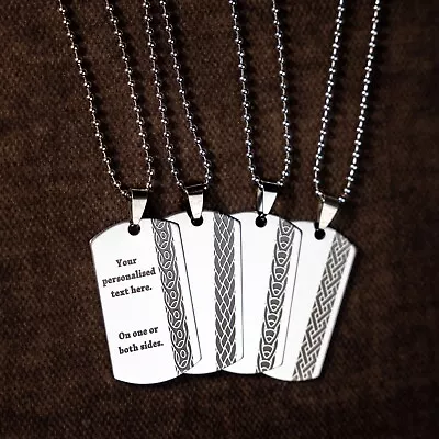 Army Dog Tags Necklace Mens Valentines Gift Stainless Steel Personalised Engrave • £6.49