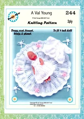 DOLLS KNITTING PATTERN No 244 For A Small 4inch Doll. A Val Young Pattern • £3.25
