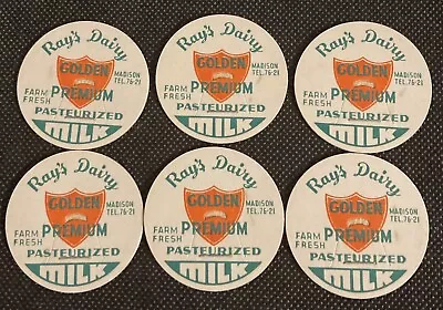 Ray's Dairy Vintage Cardboard Milk Bottle Tops Lot Of 6 Madison WI • $3.95