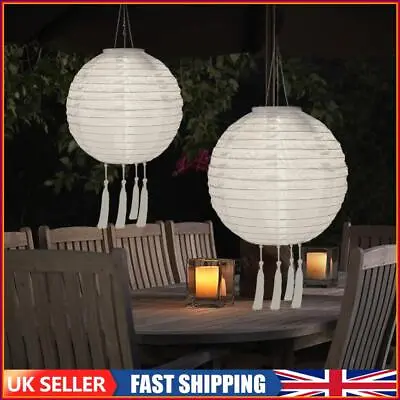 4x Solar Lantern Tassel Chinese Hanging Lamp Party Garden Decor (White) • £19.59