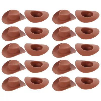  20 Pcs Mini Cowboy Hat Plastic Miss Rustic Decor Doll Baseball Cap Tiny Hats • $7.98