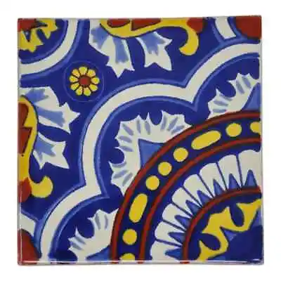 Vicente - Handmade Mexican Ceramic Talavera Large 10.5cm Tile Ethically Sourced • £1.95