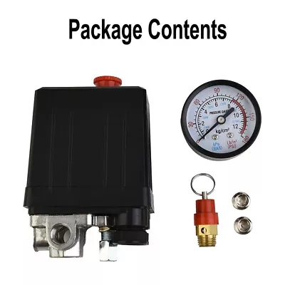1 Set Air Compressor Switch Pressure Gauge 175 Psi 4 Port Safety Valve Tool Kit • $38.51