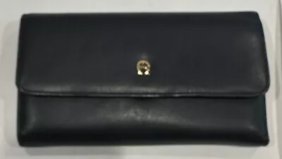 Etienne Aigner VTG Womens Trifold Wallet Navy Blue Leather Organizer • $24.99