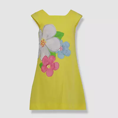 $32 Mayoral Kids Girls Yellow Sewn Flower Sleeveless Bow Floral Dress Size 3/98 • $10.38