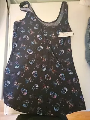 Scoop Neck Tank Top Womens Skull And Butterflies • $11