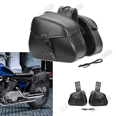 PU Saddle Bags Saddlebag For Yamaha V Star XVS 650 950 1100 1300 Custom Classic • $61.93