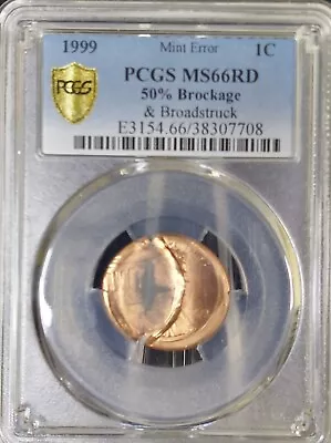 $259.99 • Buy 1999 Pcgs Ms66red Gold Shield 50% Brockage & Broad Struck ~ Best Looking ~ Rare