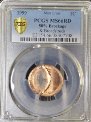 $259.99 • Buy 1999 Pcgs Ms66red Gold Shield 50% Brockage & Broad Struck ~ Best Looking ~ Rare