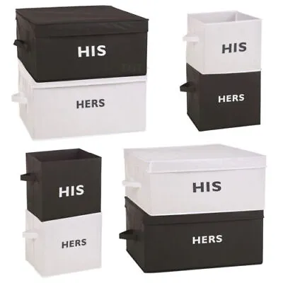 His Foldable Collapsible Fabric Canvas Storage Organiser Bedroom Drawer Box • £3.49