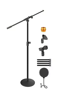 Microphone Stand Detachable Weighted Round Base Mic Floor Stand With Boom Ar... • $62.99