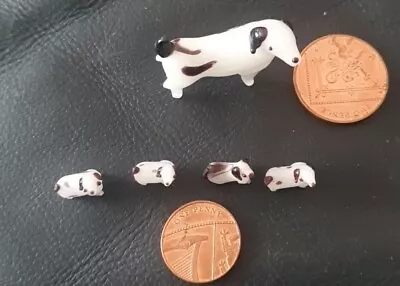 5 X Miniature Glass Dog & Pups • £5
