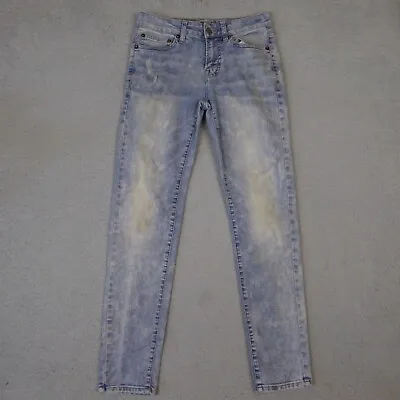 American Eagle Jeans Mens 29x32 Acid Wash Blue Distressed Stretch Denim Skinny • $19.95