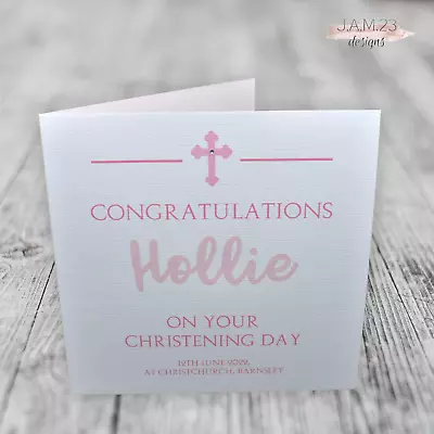 Personalised  Girls Girl Christening Card Baptism Dedication • £3.80