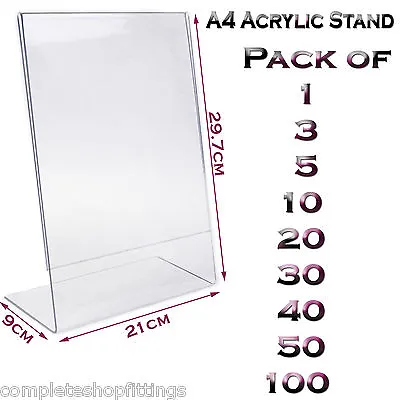 New A4 Acrylic Portrait Poster Menu Holder Perspex Leaflet Display Stands  • £6.31