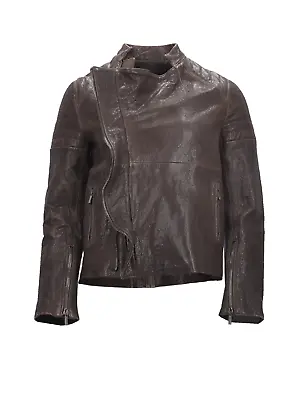 HAIDER ACKERMANN Brown Leather Biker Jacket RRP £765 Size FR 38/M • $283.62