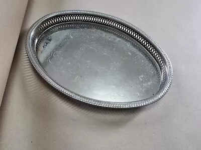 Falstaff Silver Plate Gallery Tray Floral Pattern Approx 14¼ X 9¾ Ins • £20