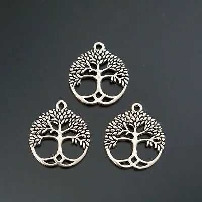 £3.05 • Buy 10 20 Tree Of Life Celtic Knot Antique Silver  Round Charm Pendant 26mm TSC55