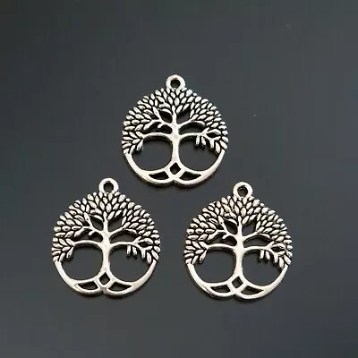 £3.05 • Buy 10 20 Tree Of Life Celtic Knot Antique Silver  Round Charm Pendant 26mm TSC55