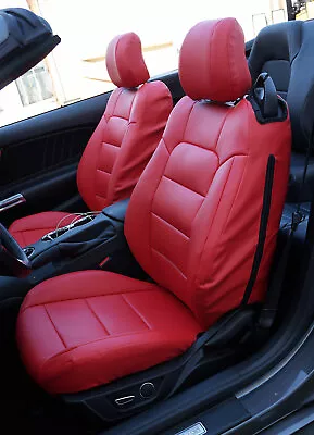 For Ford Mustang 2015-23 Red Iggee S.leather Custom Fit Made 2 Front Seat Covers • $159