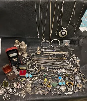 Antique VNTG Sterling Silver 925 Jewelry Lot 2.474 Lbs. 39.58 Oz. Italy/Mexico + • $850