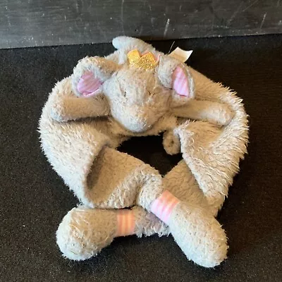 Mud Pie Elephant Lovey Knots 24  Plush Stuffed Animal Baby Toy Blanket Gray • $9