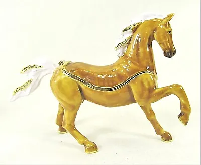 Arabian Horse Light Brown Jeweled Pewter Trinket Box Collectible Home Decor • $39.95
