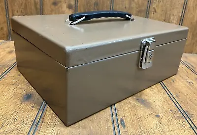 Vintage Hammered Metal Locking Cash Box Rockaway Metal Prod Corp - NO KEY • $20