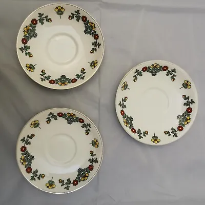 £15 • Buy Pareek Johnson Bros England. Bold Floral Plates Saucers. Primary Colours.
