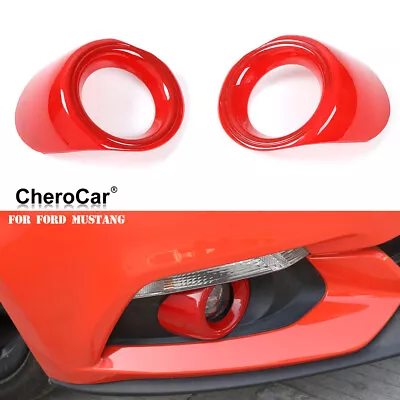 Front Fog Light Cover Fog Lamp Trims For Ford Mustang 2015-2017 Accessories Red • $14.65